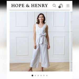 Hope & Henry Tie-Waist Wide Leg Jumpsuit Size 10